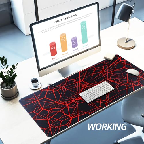 Large Mouse Pad,Non-Slip Rubber Base,[27.5x11.8IN] Computer Desk Mat for PC, Mac, Laptop - Stitched Edges and Smooth Surface for Office, Home, Work-70x30 Redline - color: 70x30 Redline
