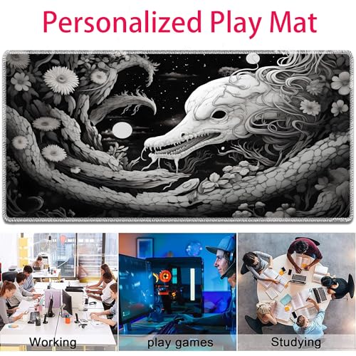 MTG Playmat, Smooth Surface Game Play Pad MTG TCG 24 x 14 inch with Storage Bag, Non-Slip Mouse Pad Card Fighting Game, Black Snake - color: Black Snake