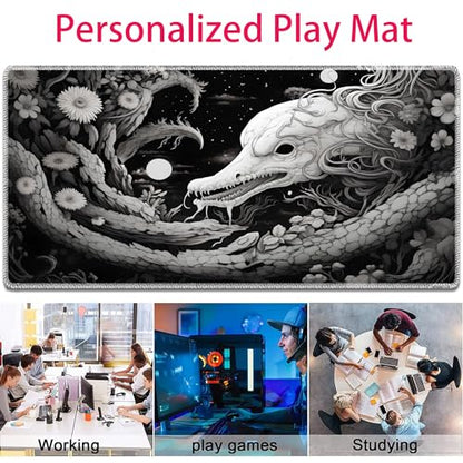 MTG Playmat, Smooth Surface Game Play Pad MTG TCG 24 x 14 inch with Storage Bag, Non-Slip Mouse Pad Card Fighting Game, Black Snake - color: Black Snake