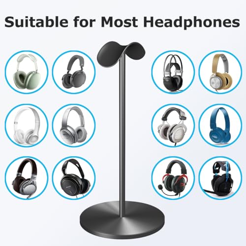 Headphone for Desk Hanger Holder Organizer Keeper Racks Storage Mount Gaming Headset Stand Premium Functional Craftmanship Headset Stand (Metallic Black) - color: metallic black