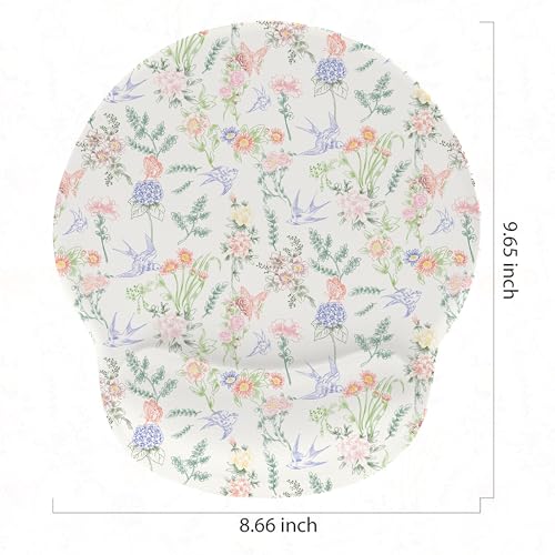 RICHEN Ergonomic Mouse Pad with Wrist Support,Non-Slip Rubber Base for Computer Laptop & Mac,Lightweight Rest for Home,Office & Travel (Flowers Swallows) - color: Flowers Swallows