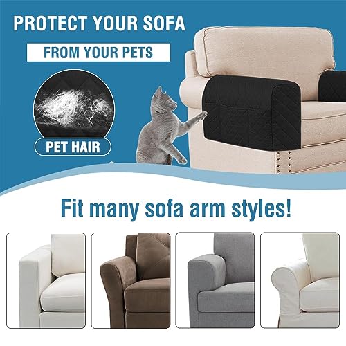 H.VERSAILTEX Couch Arm Covers Water Resistant Armrest Covers for Sofa Remote Control Holder Sofa Armrest Organizer for Magazine, Tablet, Phone, iPad(Set of 2, Black/Grey) - color: Single Diamond-black/Grey