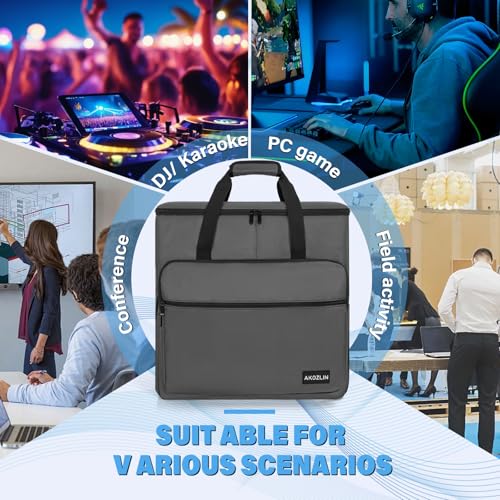 AKOZLIN PC Travel Case Desktop Carrying Case PC Bag Padded Nylon Carry Tote Bag for Transporting Computer Tower PC Chassis Keyboard Mouse Accessories Grey - color: Grey