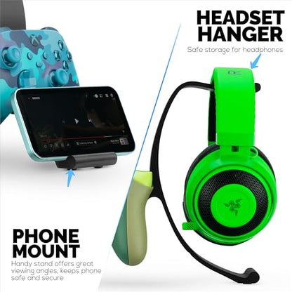 BRAINWAVZ Desktop Game Controller & Headphone Stand Hanger - Stylish, Minimalist Wave Design for PS5, Xbox, Switch, PC & Retro Gamepads (UGDS14) - color: Green
