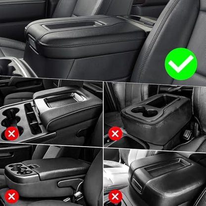 Center Console Cover Compatible with 2019 2020 2021 2022 2023 2024 2025 Chevy Silverado/GMC Sierra Accessories, Leather Cover Center Console Lid Protector