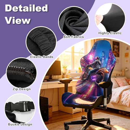 Gaming Chair Covers, 3D Printing Stretchable Soft Non-Slip Easy to Install Gamer Chair Cover with Armrest Cover(No Chair)(C) - color: C