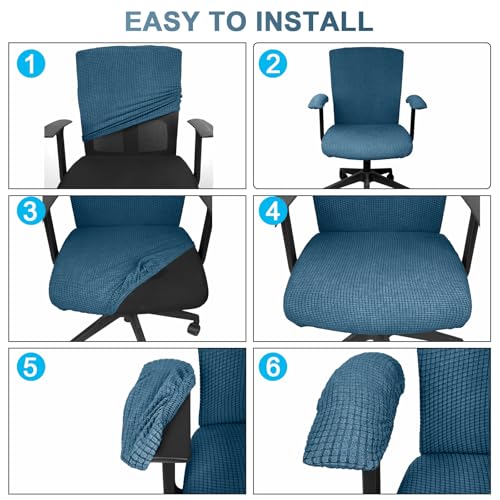 Tallew 4 Pcs Office Chair Covers Set Computer Universal Protective Stretchable Chair Seat Covers Desk Armrest Slipcovers Pads Office Cushion Backrest for Rotating (XL,Emerald) - color: Emerald