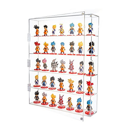 AITEE Acrylic Display Case, Display Cabinet for Mini Funko Pop Figures, Dust-Proof Clear Wall Mounted or Desktop 5 Layer Storage Mini Toys/Rock Stone, Each Compartment: 15 7/10”L x 3 2/5”W x3 4/5”H - size: 5-Layer