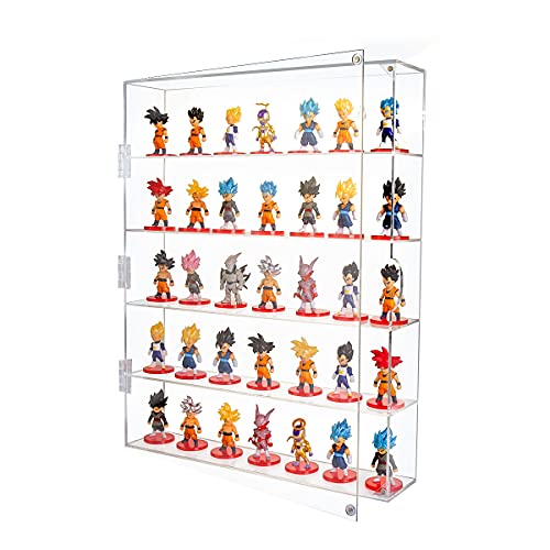 AITEE Acrylic Display Case, Display Cabinet for Mini Funko Pop Figures, Dust-Proof Clear Wall Mounted or Desktop 5 Layer Storage Mini Toys/Rock Stone, Each Compartment: 15 7/10”L x 3 2/5”W x3 4/5”H - size: 5-Layer