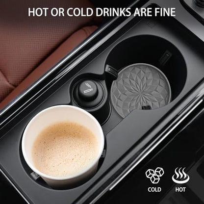 ME.FAN Car Coasters for Cup Holders [4 Pack] - 2.75In Silicone Auto Mug Mats - Universal Non-Slip Recessed Car Interior AccessoriesDeep Grey - color: 4pack-dark Grey