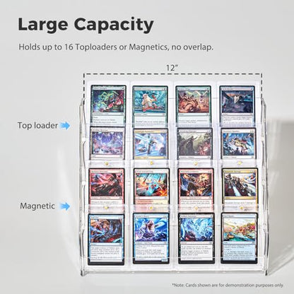 DEEIF 4 Tier Acrylic Trading Card Display Stand, 12" Riser Display Shelf for Magnetic Holders, Toploaders, PSA Graded Cards, TCG Sports Card Collection (2 Pack) - size: 4 Tier, 2 Pack