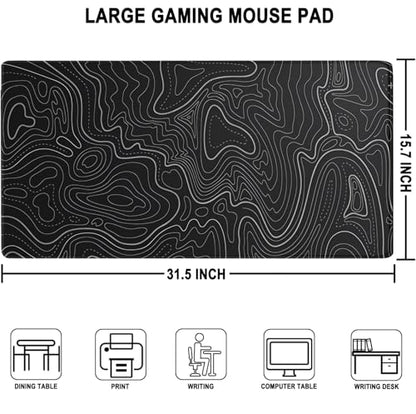 Large Gaming Mouse Pad, Waterproof Extra Large Mousepad with Stitched Edges, 31.5" x 15.7" Non-Slip Rubber Base Office Big Long Keyboard Pad for Office Gamer Home XXL, Black - color: Black