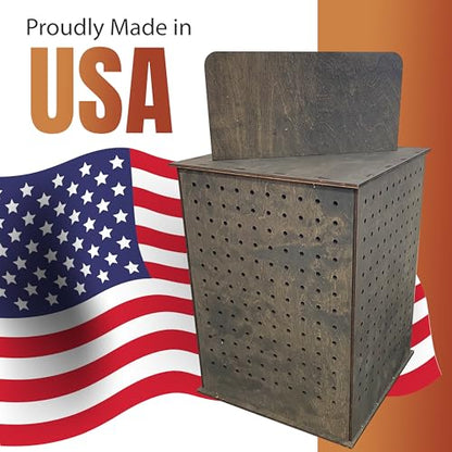TORCHED DISPLAYS Rotating Display Stand | 22.5 x 16.76-inch | Rotating Organizer Wood Pegboard | Pegboard Display Stand for Craft Shows, Vendor Events, Jewelry, Accessories | Ebony - style: Ebony