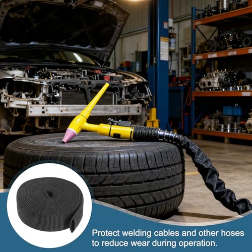 HARFINGTON Nylon Protective Hose Sleeve 0.6" ID 10FT Cable Cover Sheath Hydraulic Hose Protector Wrap for Welding Cord Tig Torch Hydraulic, Black - size: 0.6" ID 10FT
