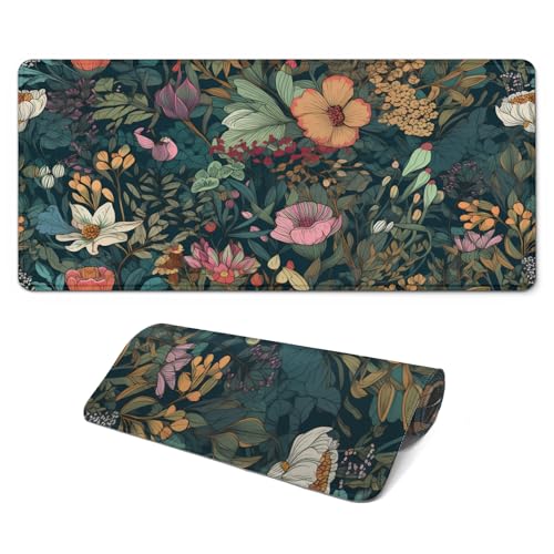 Gaming Mouse Pad, Large 31.5 x 11.8 inches Mousepad, Long Keyboard Pad, Cute Mouse Mat for Computer with Stitched Edges and Non-Slip Base (Wildflower) - color: Wildflower