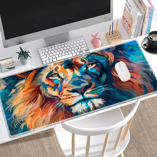 MTG Playmat, Smooth Surface Game Play Pad MTG TCG 24 x 14 inch with Storage Bag, Non-Slip Mouse Pad Card Fighting Game, Painted Lion - color: Painted Lion