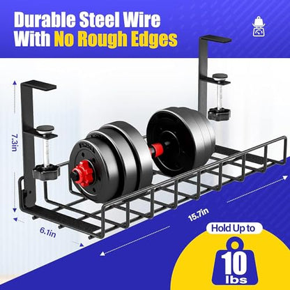 Under Desk Cable Management Tray 2 Pack, Xpatee Wire Management No Screws, Cable Tray with Clamp for Wire Management, Computer Code Rack for Office, Home - No Damage to Desk Black - color: Black