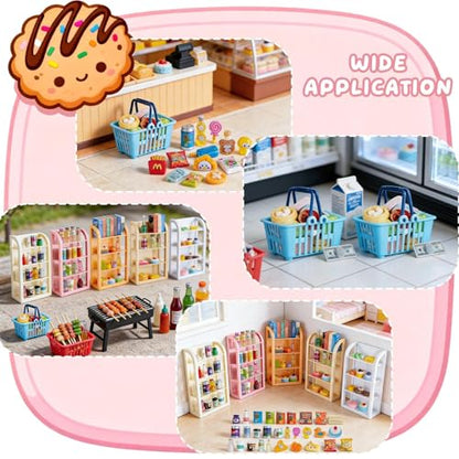 164pcs Miniature Supermarket Shelves Furniture Model 4 Layers Shelf Display Rack Doll House Accessory Storage Bookshelf Accessories Mini Locker Decor Food Drink Bottle Toy Cosplay Game Party - style: 164 Miniature Supermarket Shelves