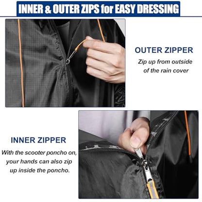 Mobility Scooter Rain Cover, 420D Oxford & EVA Fabric Electric Vehicle Rain Covers, Mobility Scooter Cover Waterproof Outdoor Wheelchair Poncho, Rain Poncho Cycling Jacket Suit