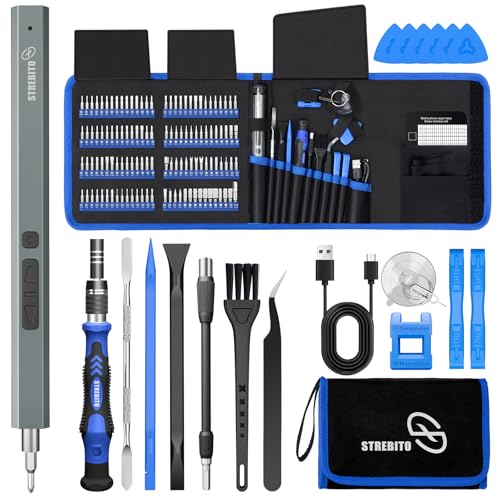 STREBITO Electric Screwdriver, 144-in-1 Precision Screwdriver Set, 120 Magnetic Bits, Organized Storage and Portability, Small Tool Kit for Electronics, PC, Computer and Laptop - color: Blue
