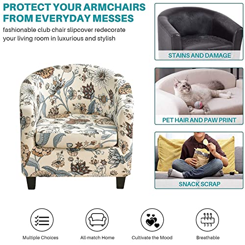 KRFOONN Club Chair Slipcover 2 Piece Stretch Printed Round Barrel Chair Covers Removable Tub Chair Slipcover with Elastic Bottom Chair Coverings Furniture Protector Cover for Living Room, A11 - color: Color A11