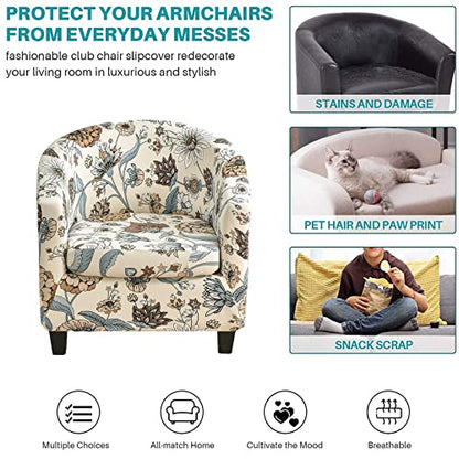 KRFOONN Club Chair Slipcover 2 Piece Stretch Printed Round Barrel Chair Covers Removable Tub Chair Slipcover with Elastic Bottom Chair Coverings Furniture Protector Cover for Living Room, A11 - color: Color A11
