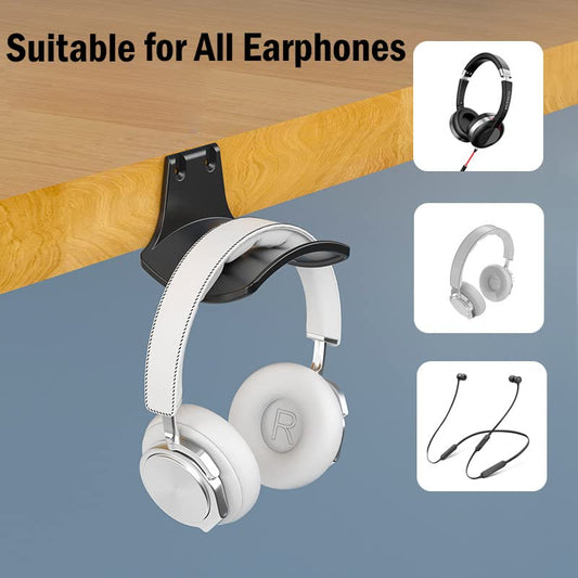 2-Pack Never Fall Headphone Hooks Hanger Wall Mount, Headset Holder Stand for Universal Gaming Headset Airpods Max Sony Bose Beats, Strong Adhesive by Screws - color: Black L(2 Pack)