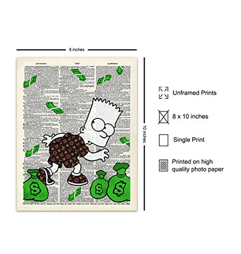 Graffiti Wall Art of Louis Vuitton - Bart Simpson Poster - Banksy Wall Artwork Set - LV Decor - Money Decorations Decor - Urban Decoration - Funny Street Art Mural for Alec Fans
