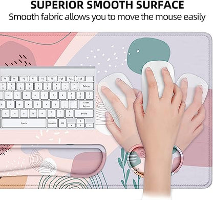 LATEEFAH Desk Mat, Mouse Pad with Wrist Rest, 4-in-1 Large Mouse Pads for Desk, Ergonomic Mouse Pad and Keyboard Wrist Rest Gaming Keyboard Mat for Office, Home - color: 4Pcs-Pastel Abstract
