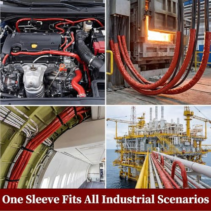 Red Fire Sleeve Heat Shield, 5/8 Inch Silicone Coated Fiberglass Heat Resistant Sleeve, 5 FT High Temp Hose Protection, 500°F Continuous / 3000°F Burst, for Fuel Line Brake Line Wiring - color: Red, size: 5/8 Inch (16mm) ID x 5FT