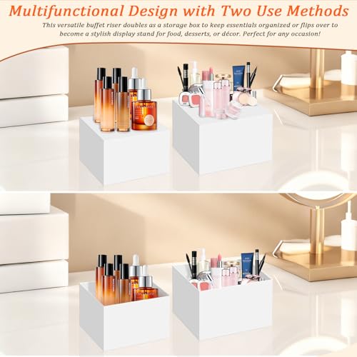 8 PCS Acrylic Buffet Risers Set, White | Versatile Display Stands, 3" to 10" Sizes, For Dessert Tables, Collectibles & Party Food Presentation