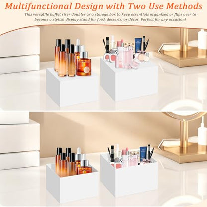 8 PCS Acrylic Buffet Risers Set, White | Versatile Display Stands, 3" to 10" Sizes, For Dessert Tables, Collectibles & Party Food Presentation