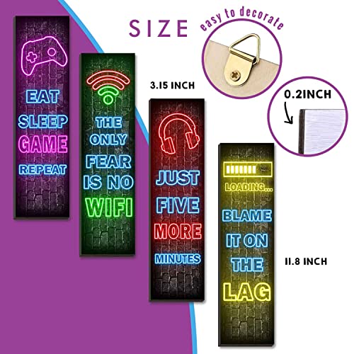 Neon Gaming Wall Art Set for Boys Bedroom