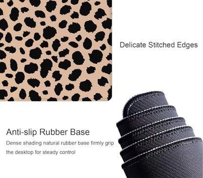 Desk Mat, Big Desk Pad, XL Extended Gaming Mouse Pad, Large Mouse Pad for Desk Rubber Base Mousepad with Stitched Edges, Keyboard Mouse Mat for Work, Game, Office, Home - Leopard Print - color: Leopard Print