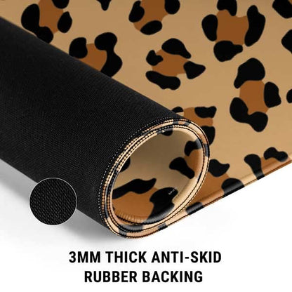 Skinit Small Gaming Mouse Pad - Leopard Spots Print Design with Stitched Edges, Waterproof, Non-Slip Rubber Base, Desk Mat for Keyboard & Mouse, 12.6" x 11" inches - color: Brown - PTTRNS08, size: 12.6" x 11"