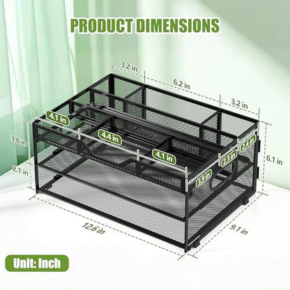 3 Tier Desk Orgnizers and Accessories, Metal Magazine File Holder with Pencil Holder and Handles, Space Saving Desk File Trays for School Office Supplies(Black) - color: 3-tier-black