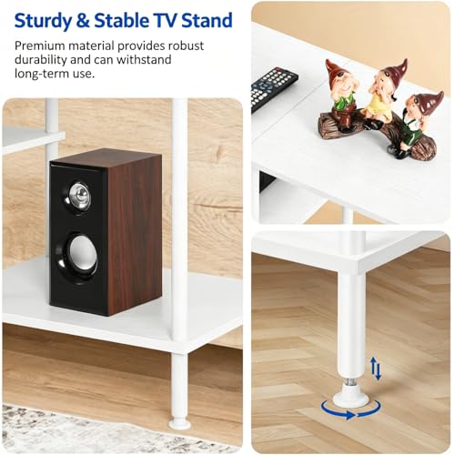 50 Inch TV Stand for Living Room White Entertainment Center with Open Storage Shelves Small TV Console Table Bedroom TV Media Cabinet for 50 43 40 32 Inches TV - color: White