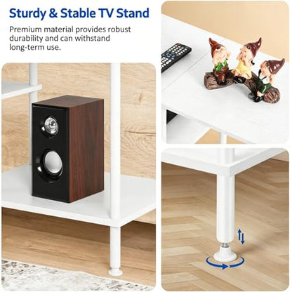 50 Inch TV Stand for Living Room White Entertainment Center with Open Storage Shelves Small TV Console Table Bedroom TV Media Cabinet for 50 43 40 32 Inches TV - color: White
