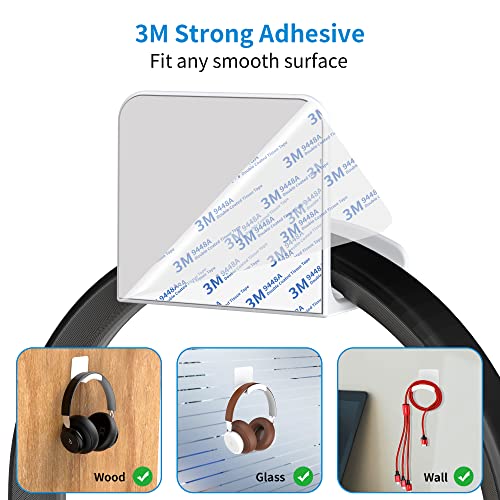 SOKUSIN Headphone Stand Headset Holder - Adhesive Gaming Earphones Hanger, Universal Desk Wall Mount Hook for All Headphone/Controller, Compatible with Beats, AirPods Max,Sony, JBL (White-2PCS) - color: White-2 Pack
