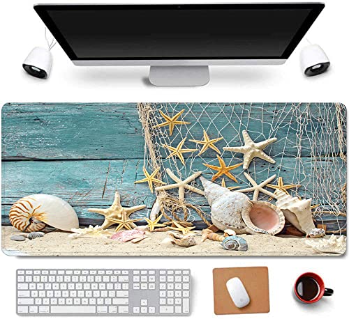 31.5x11.8 Inch Non-Slip Long Extended Large Gaming Mouse Pad with Stitched Edges XL Laptops Keyboard Mouse Mat(Starfish) - color: Sea Star