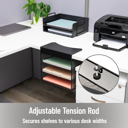 Mind Reader Slide-On Under Desk File Organizer, No Tools Required, Hanging Storage for Laptops, Folders, and Notebooks, Metal, Black - size: Horizontal