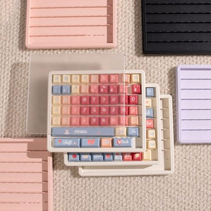 Sumgsn Keycaps Storage Box, Keycaps Container,130 Keys Transparent Display Case Holds 7u Spacebar/Big Enter Key for XDA/Cherry/MOA/MAO Profile Mechanical Keyboard (White) - color: white