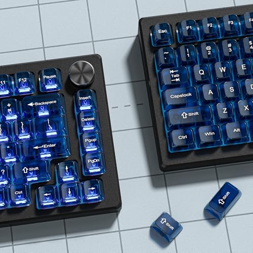 dagaladoo Clear keycaps,Transparent Keyboard keycaps,Jelly Key caps Set,Shine Through keycap，MDA Profile Keyboard caps for Mx Switches Mechanical Keyboard(Dark Blue) - color: Dark Blue