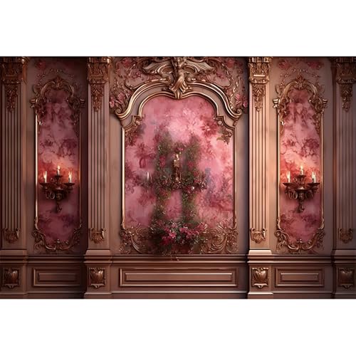 5x3ft Burgundy Room Wall Backdrops for Photography Vinatge Classic Interior European Castle Photo Background Empty Living Room Backdrop Birthday Wedding Party Decor Kids Adults Photo Props - color: Burgundy, size: 5x3ft