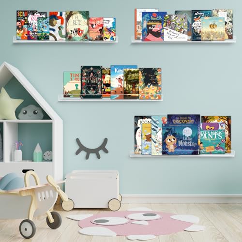 Dezzer 10 Pack Acrylic Shelves for Wall, 15" Clear Acrylic Floating Shelves for Bathroom Bedroom, Invisible Bookshelf Wall Ledge Storage Shelf Books Perfume Toys Action Figure Display Shelves - style: 15 inch 10-pack
