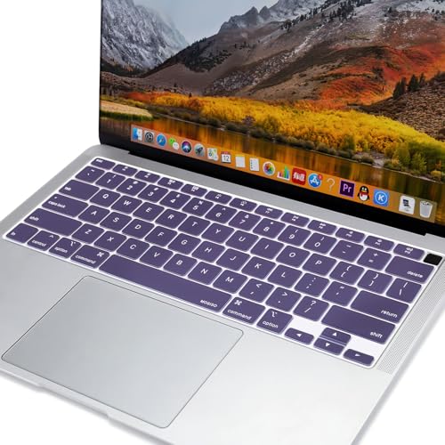 MOSISO Keyboard Cover Compatible with MacBook Air 13 inch 2022 2021 2020 Release A2337 M1 A2179 Retina Display with Touch ID Backlit Magic Keyboard, Waterproof Protective Silicone Skin,Imperial Purple - color: Imperial Purple