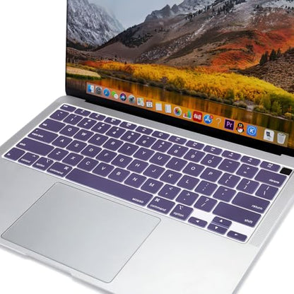 MOSISO Keyboard Cover Compatible with MacBook Air 13 inch 2022 2021 2020 Release A2337 M1 A2179 Retina Display with Touch ID Backlit Magic Keyboard, Waterproof Protective Silicone Skin,Imperial Purple - color: Imperial Purple