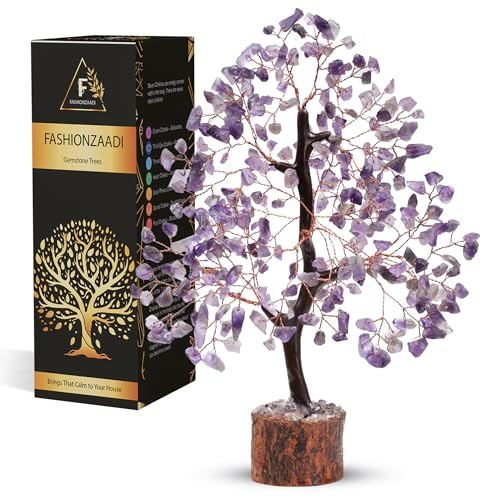 FASHIONZAADI Amethyst Crystals Tree of Life - Stones and Crystals - Bonsai Tree - Good Luck Gifts for Women - Meditation Accessories - Chakra Stones Decor - color: Amethyst Copper Wire
