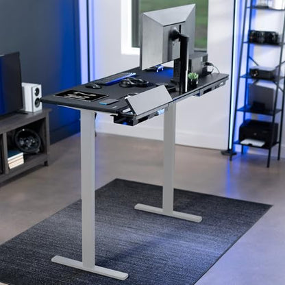 VIVO Black 60 x 30 in Stand Up Desk, DESK-KIT-1G6-P3B | Electric, Holds 220 lbs, Sit Stand, Height Adjustable Table, Cable Tray, Full-Size Mouse Pad, Office Furniture, Gray Frame - color: Black Top / Gray Frame, size: 60 x 30