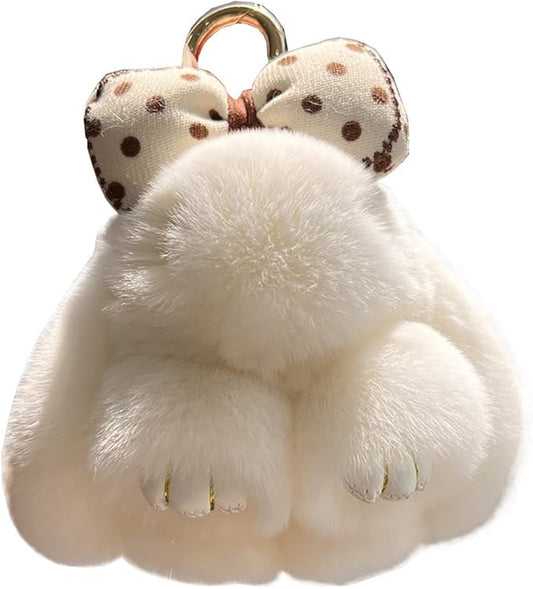 Handmade Soft Bunny Keychain, Includes Matching Tin, Charming Rabbit Design, Perfect for party gifts, Christmas. - color: Beige, size: big